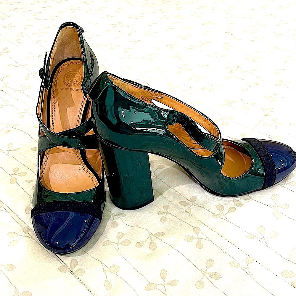 Tory Burch Green and Blue Heels